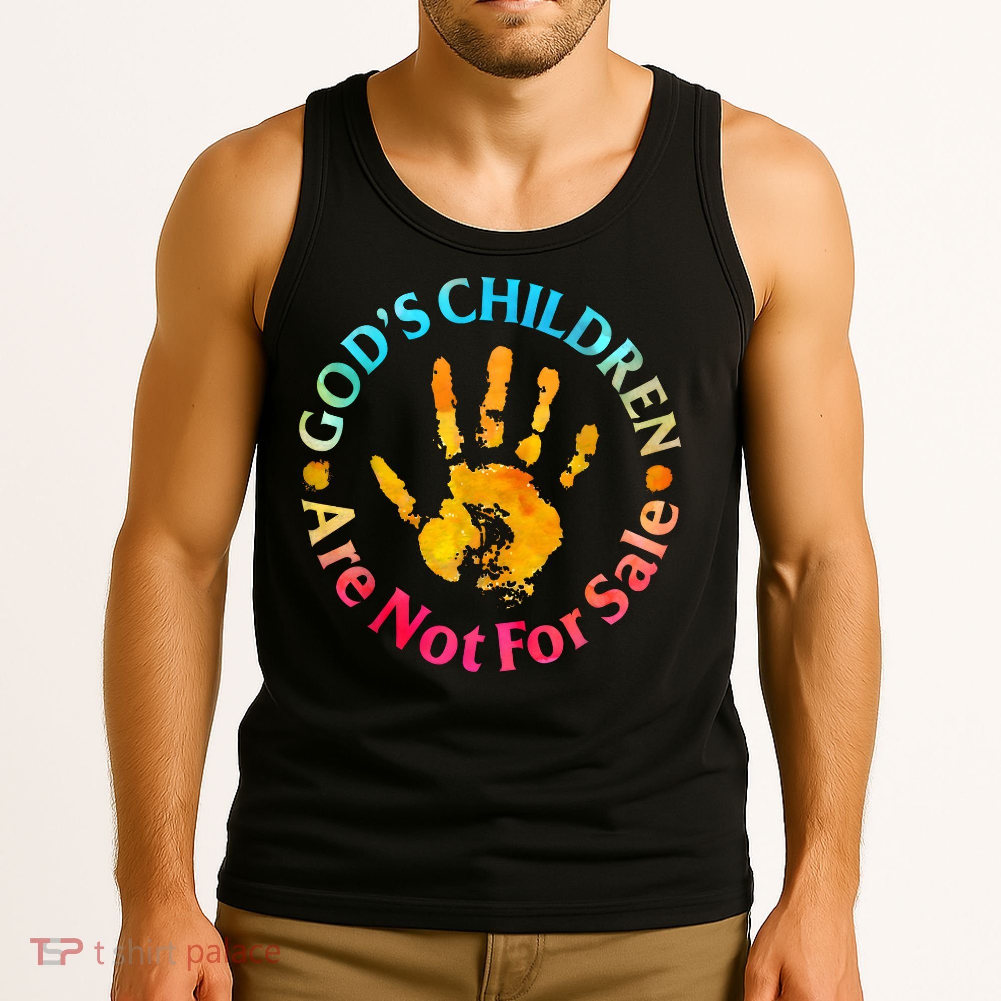 Gods Children Are Not For Sale Hand Prints Tank Top