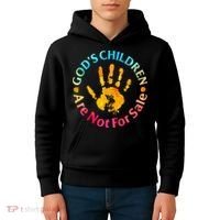 Gods Children Are Not For Sale Hand Prints Kids Hoodie thumb 4