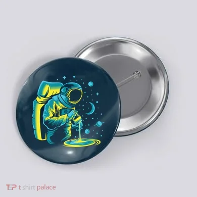 Galaxy Coffee Astronaut Pouring Coffee Button
