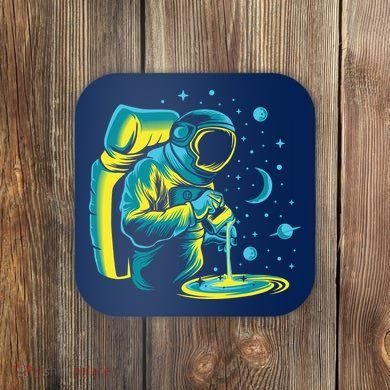Galaxy Coffee Astronaut Pouring Coffee Coaster