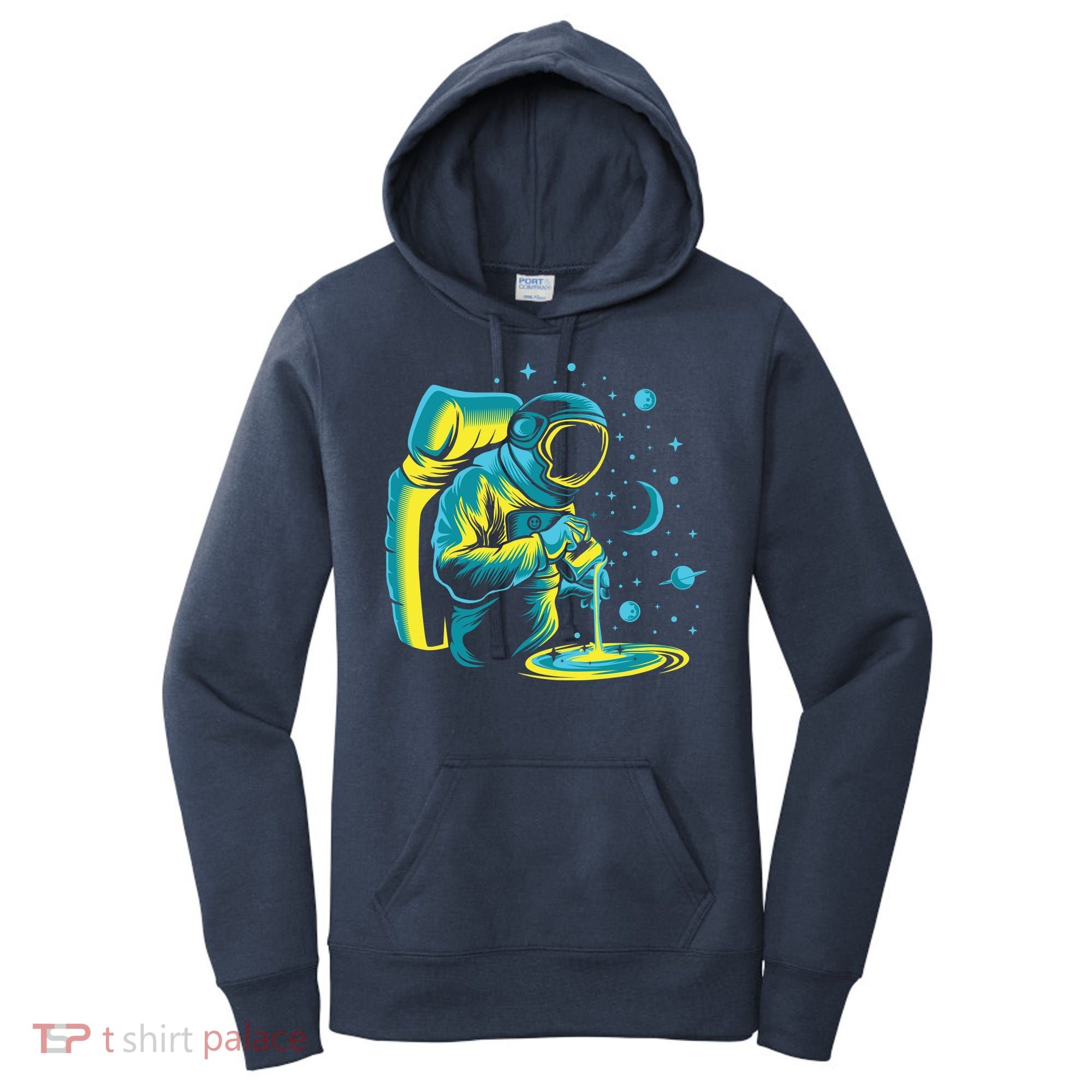 Galaxy Coffee Astronaut Pouring Coffee Women's Hoodie