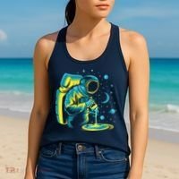 Galaxy Coffee Astronaut Pouring Coffee Women's Tank Top thumb 2