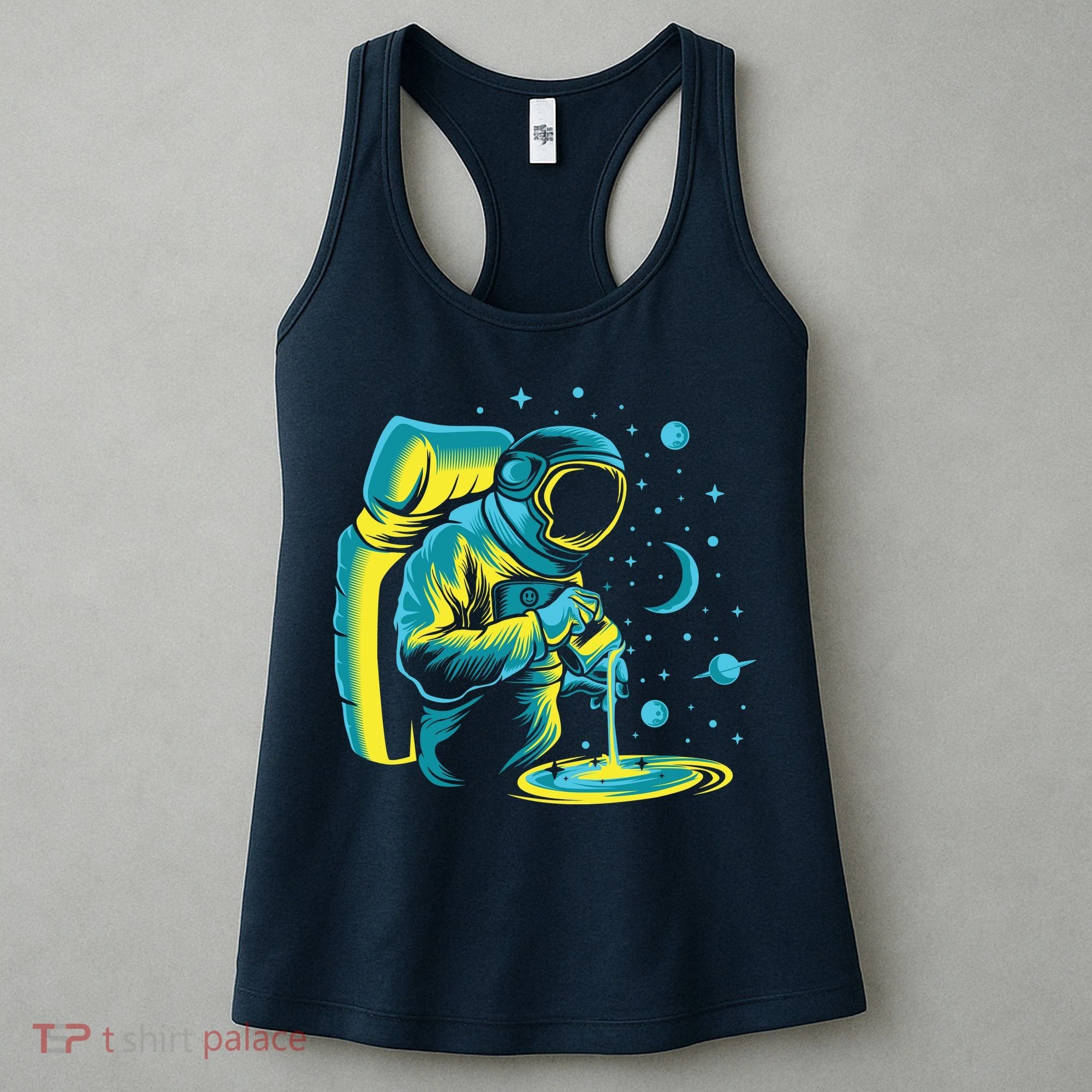Galaxy Coffee Astronaut Pouring Coffee Women's Tank Top