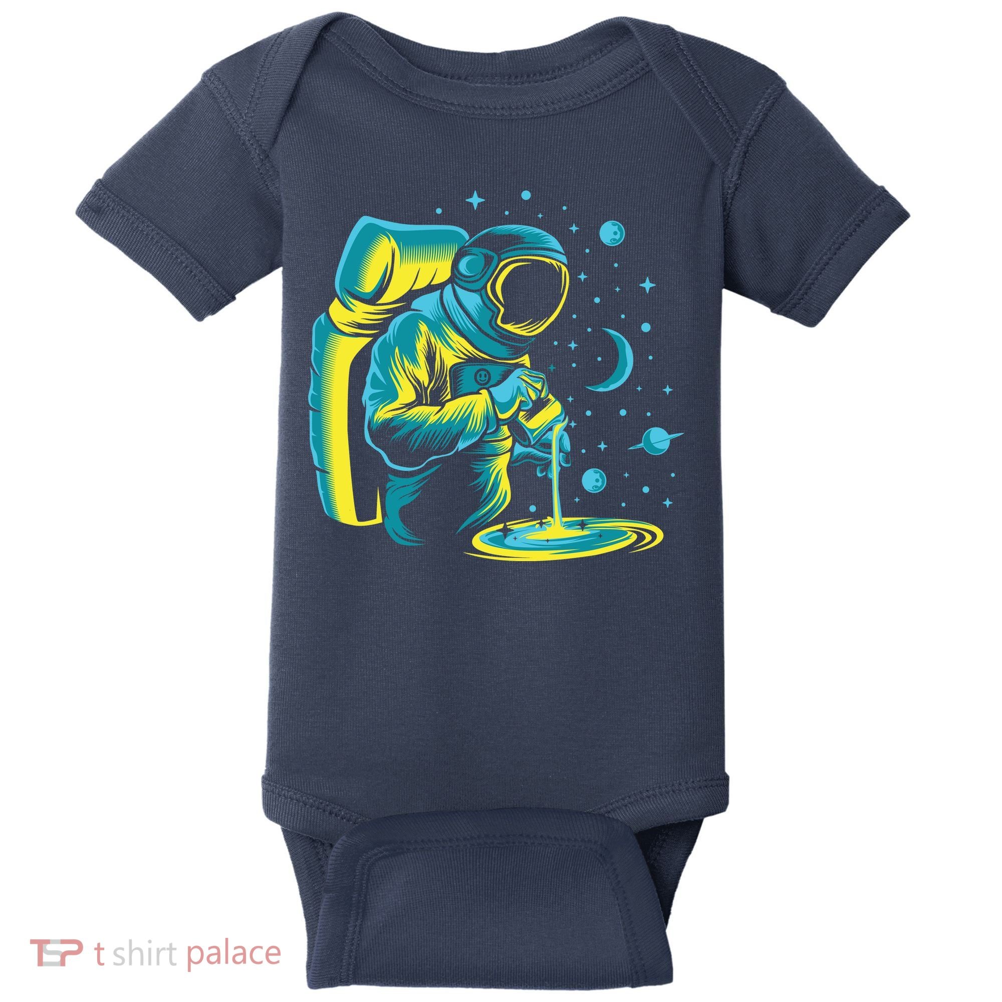 Galaxy Coffee Astronaut Pouring Coffee Baby Bodysuit