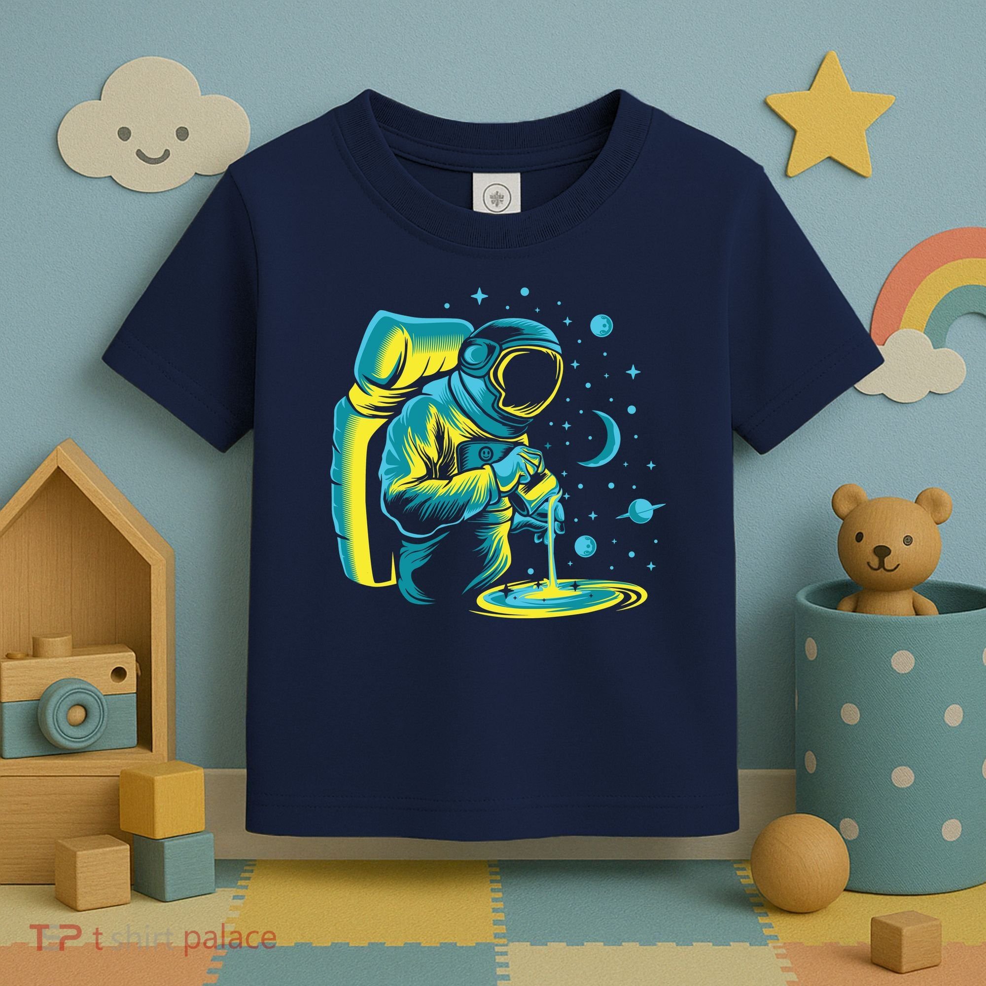 Galaxy Coffee Astronaut Pouring Coffee Toddler T-Shirt