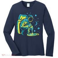 Galaxy Coffee Astronaut Pouring Coffee Women's Long Sleeve Shirt thumb 0