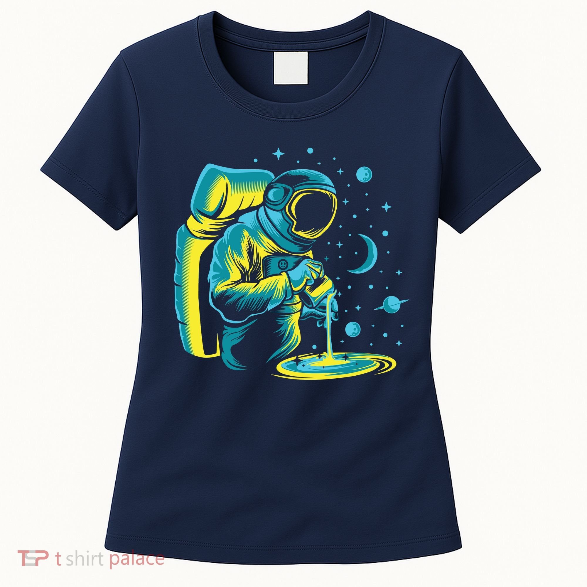 Galaxy Coffee Astronaut Pouring Coffee Women's T-Shirt