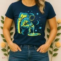 Galaxy Coffee Astronaut Pouring Coffee Women's T-Shirt thumb 2