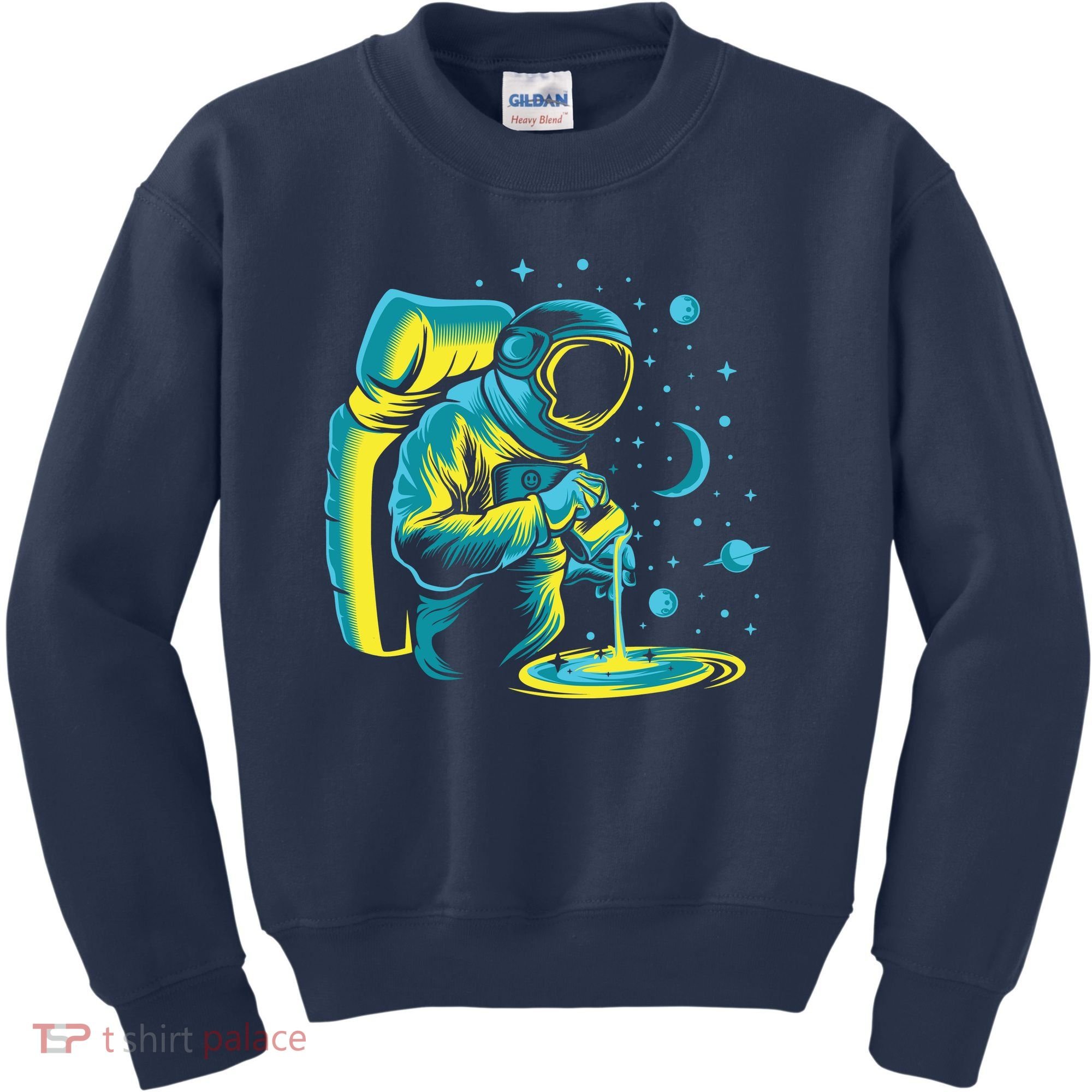 Galaxy Coffee Astronaut Pouring Coffee Kids Sweatshirt