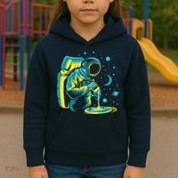 Galaxy Coffee Astronaut Pouring Coffee Kids Hoodie thumb 3