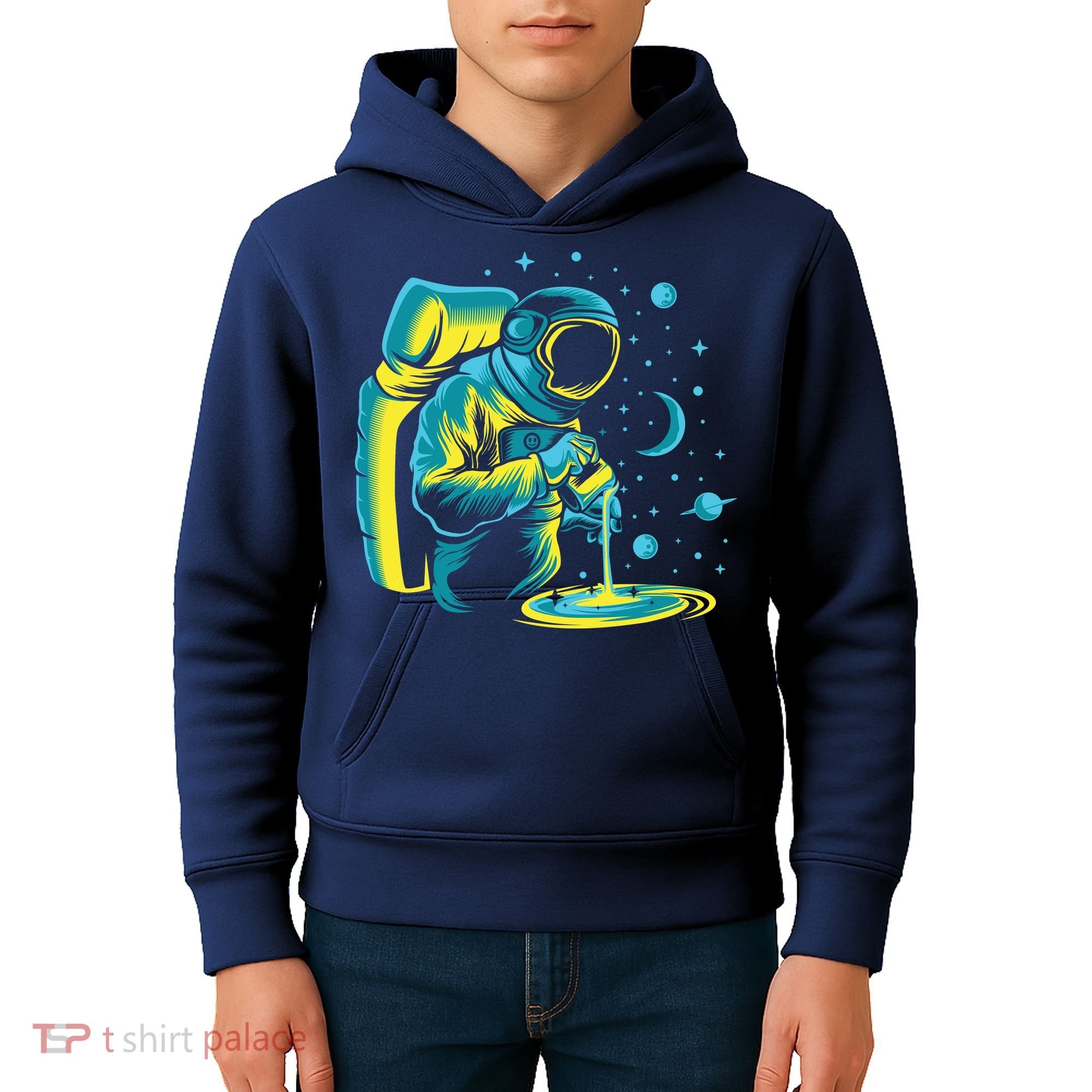 Galaxy Coffee Astronaut Pouring Coffee Kids Hoodie