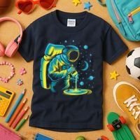 Galaxy Coffee Astronaut Pouring Coffee Kids T-Shirt thumb 3