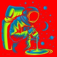 Galaxy Coffee Astronaut Pouring Coffee Santa Hat thumb 1