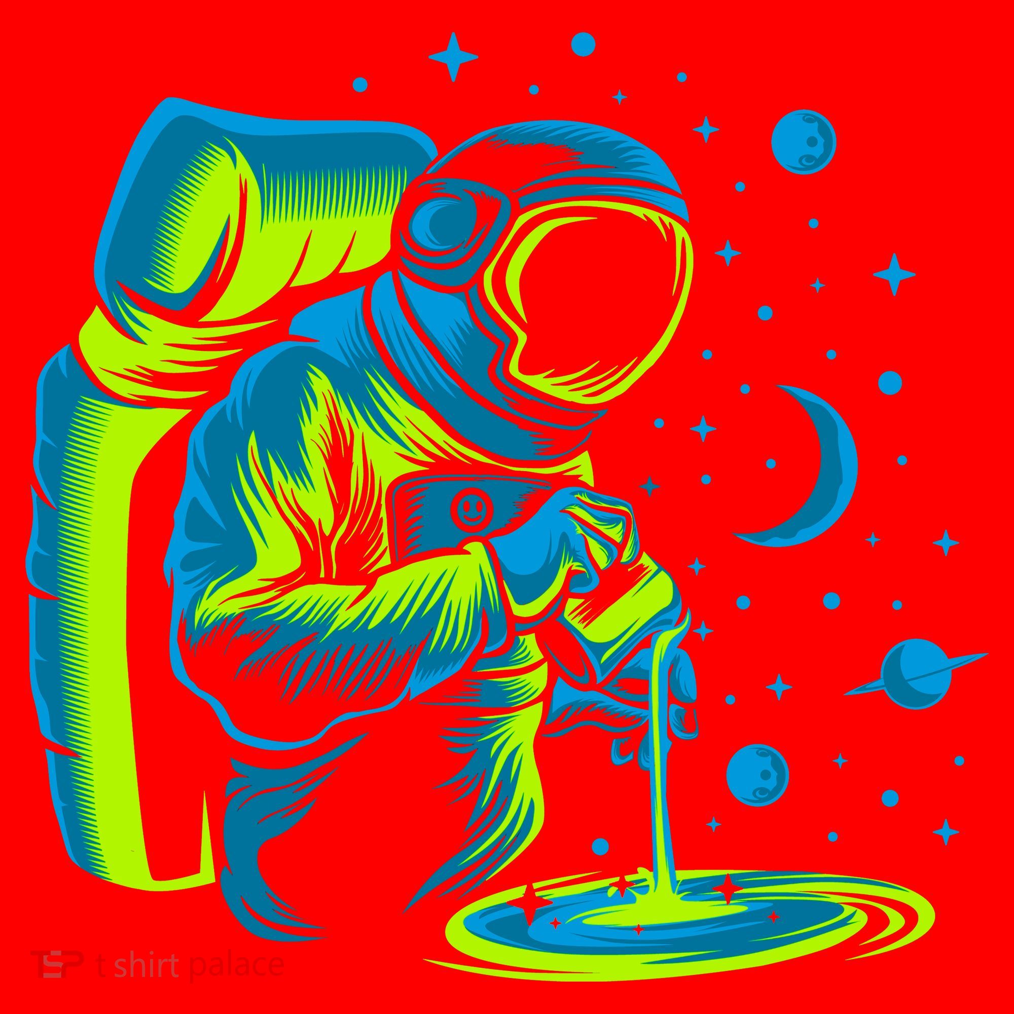 Galaxy Coffee Astronaut Pouring Coffee Santa Hat