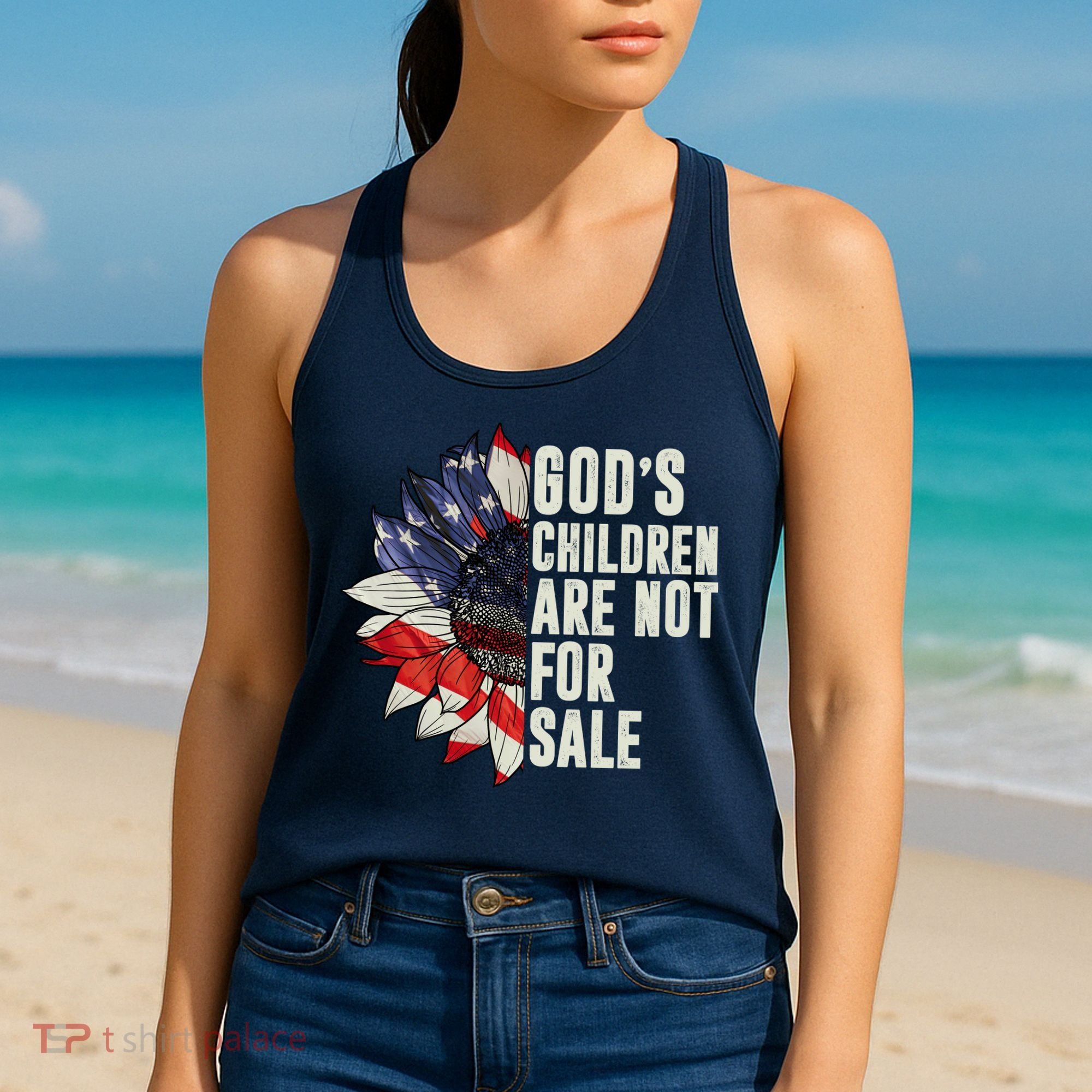 Gods Children Are Not For Sale Floral Flag Women's Tank Top