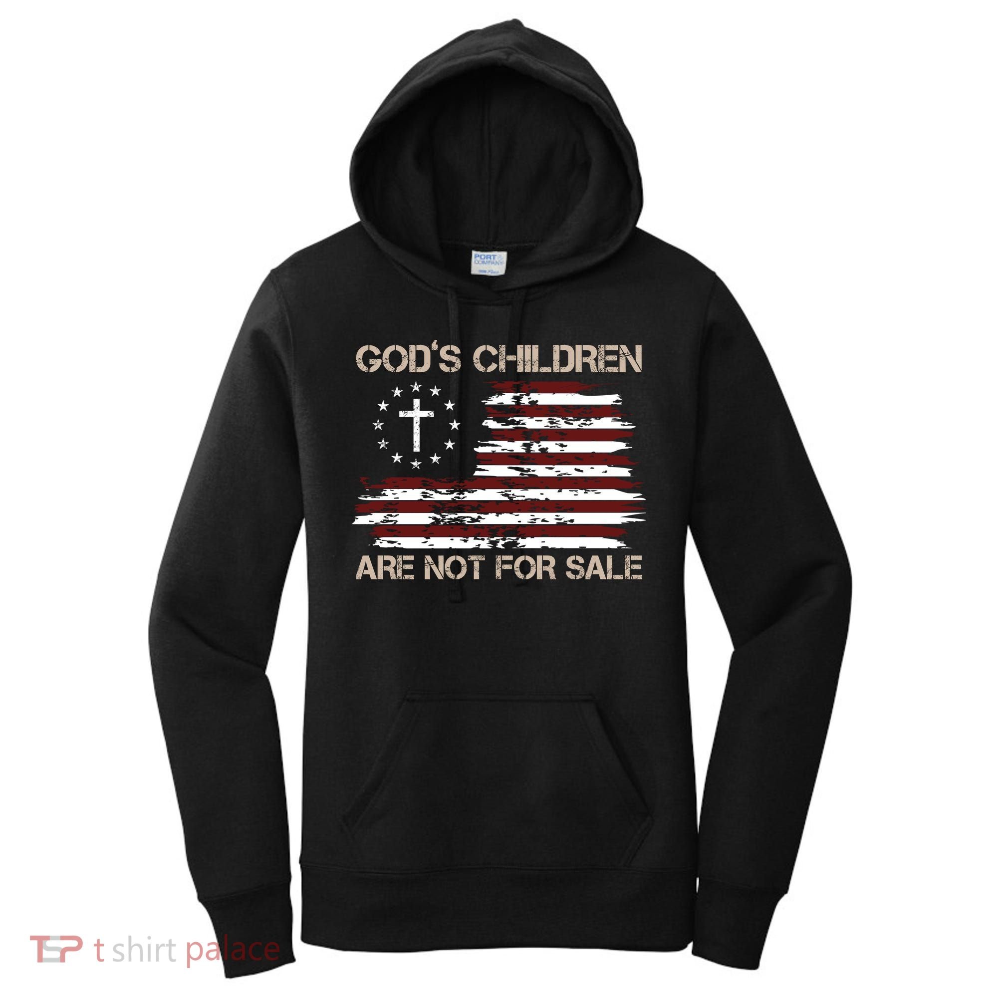 Gods Children Are Not For Sale American Flag Cross Women's Hoodie