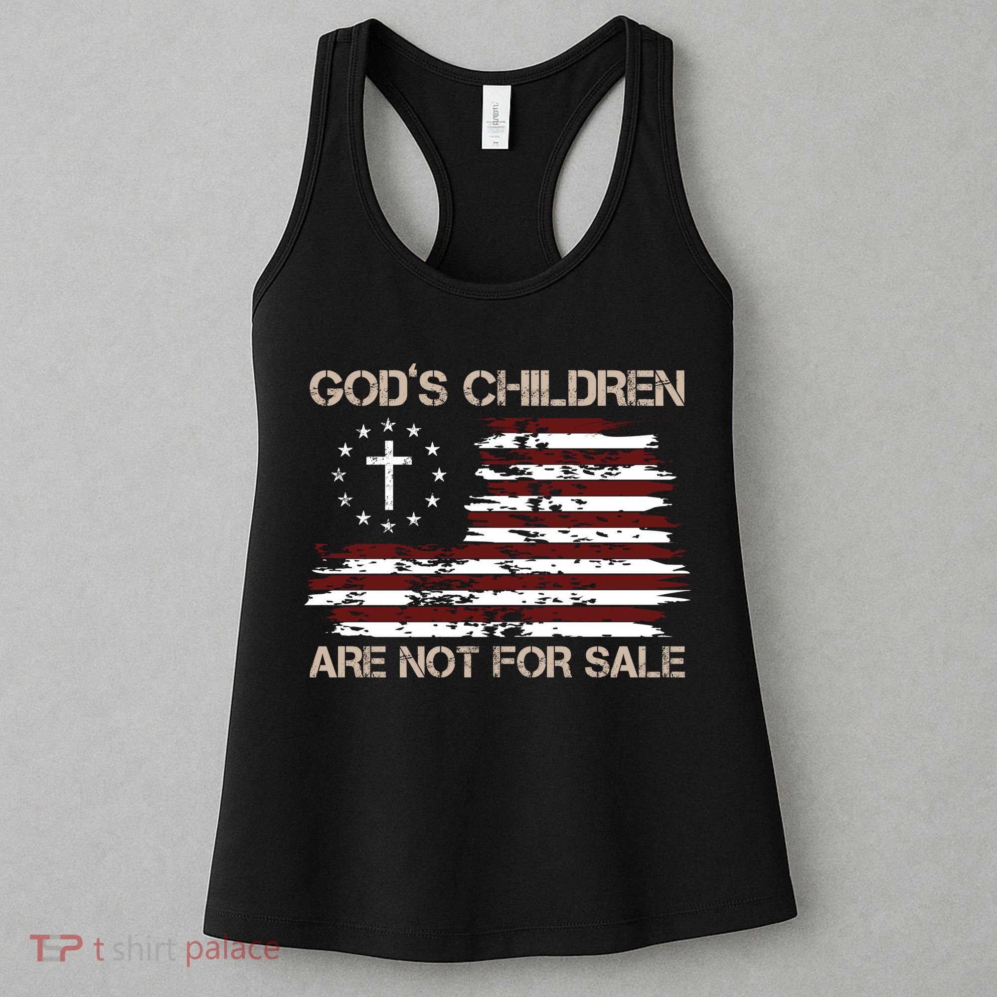 Gods Children Are Not For Sale American Flag Cross Women's Tank Top