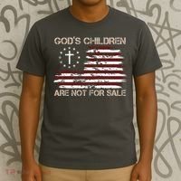 Gods Children Are Not For Sale American Flag Cross T-Shirt thumb 3