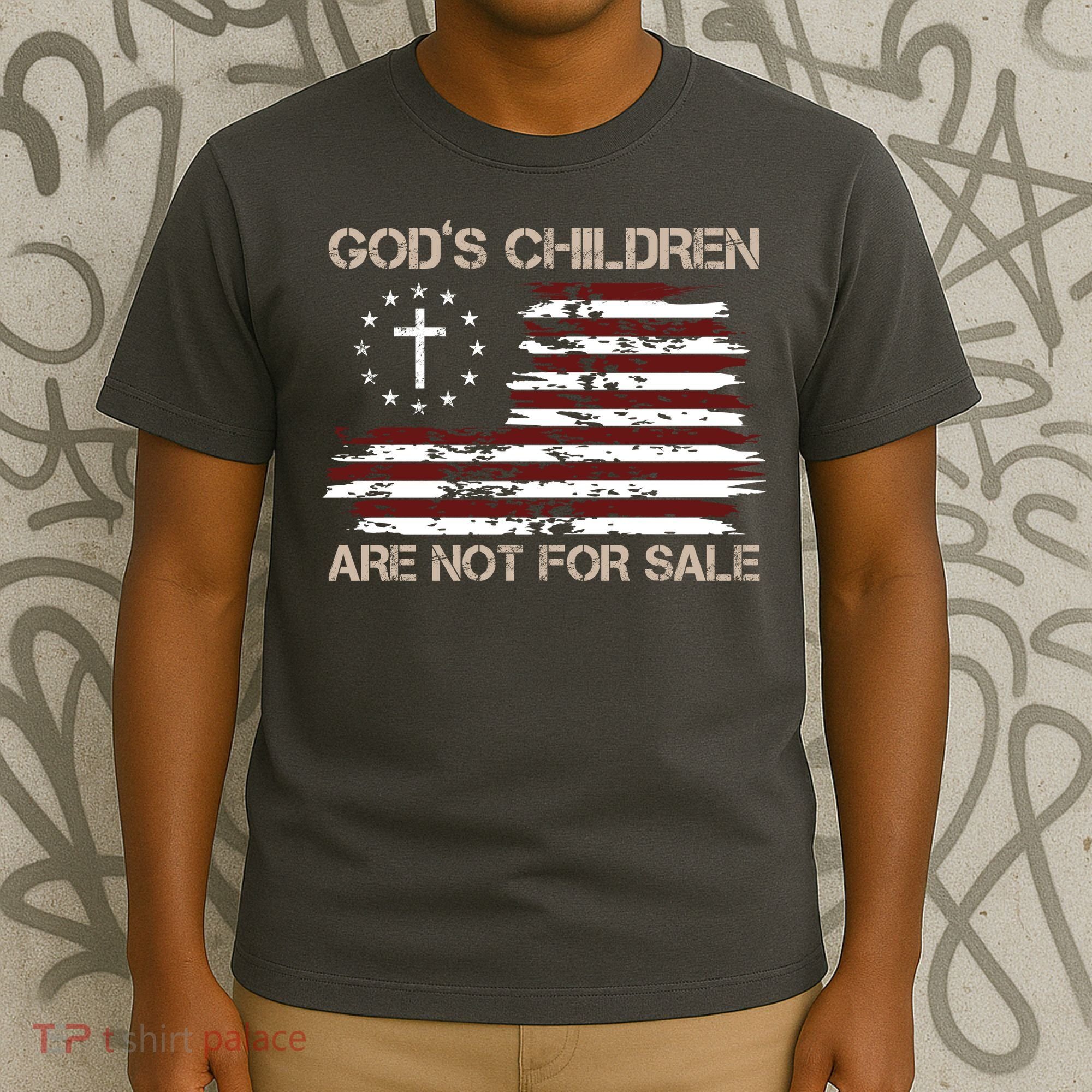 Gods Children Are Not For Sale American Flag Cross T-Shirt