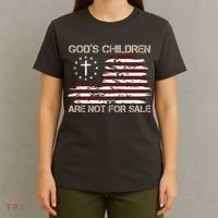 Gods Children Are Not For Sale American Flag Cross T-Shirt thumb 4