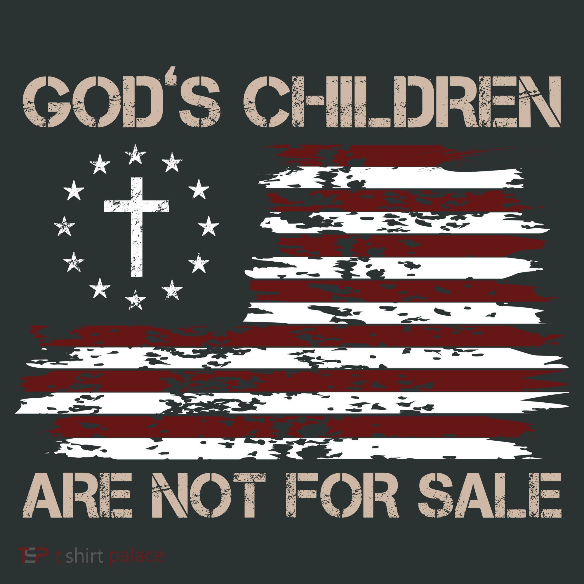Gods Children Are Not For Sale American Flag Cross T-Shirt