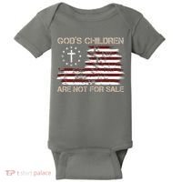 Gods Children Are Not For Sale American Flag Cross Baby Bodysuit thumb 0