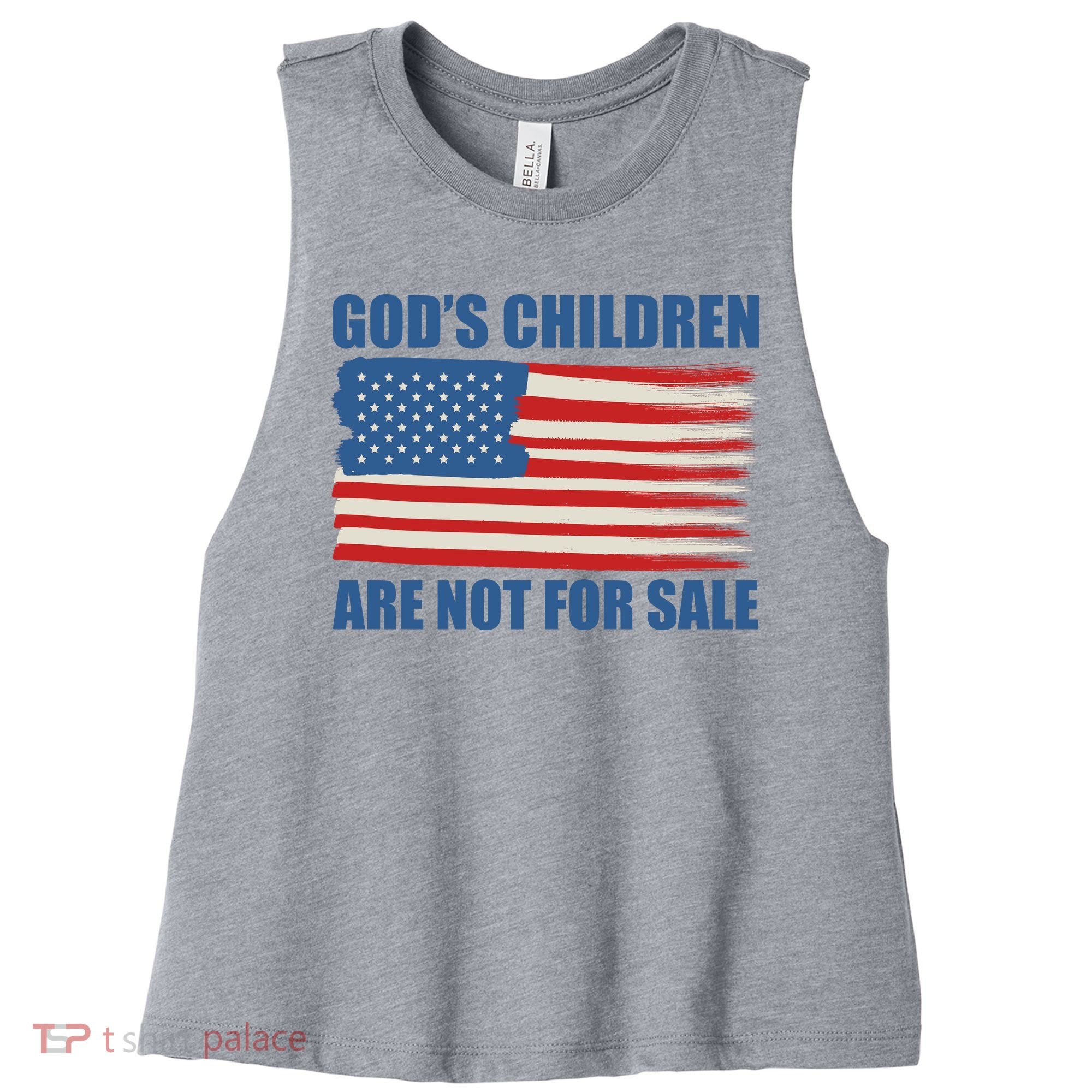Gods Children Are Not For Sale USA Flag Women's Racerback Cropped Tank