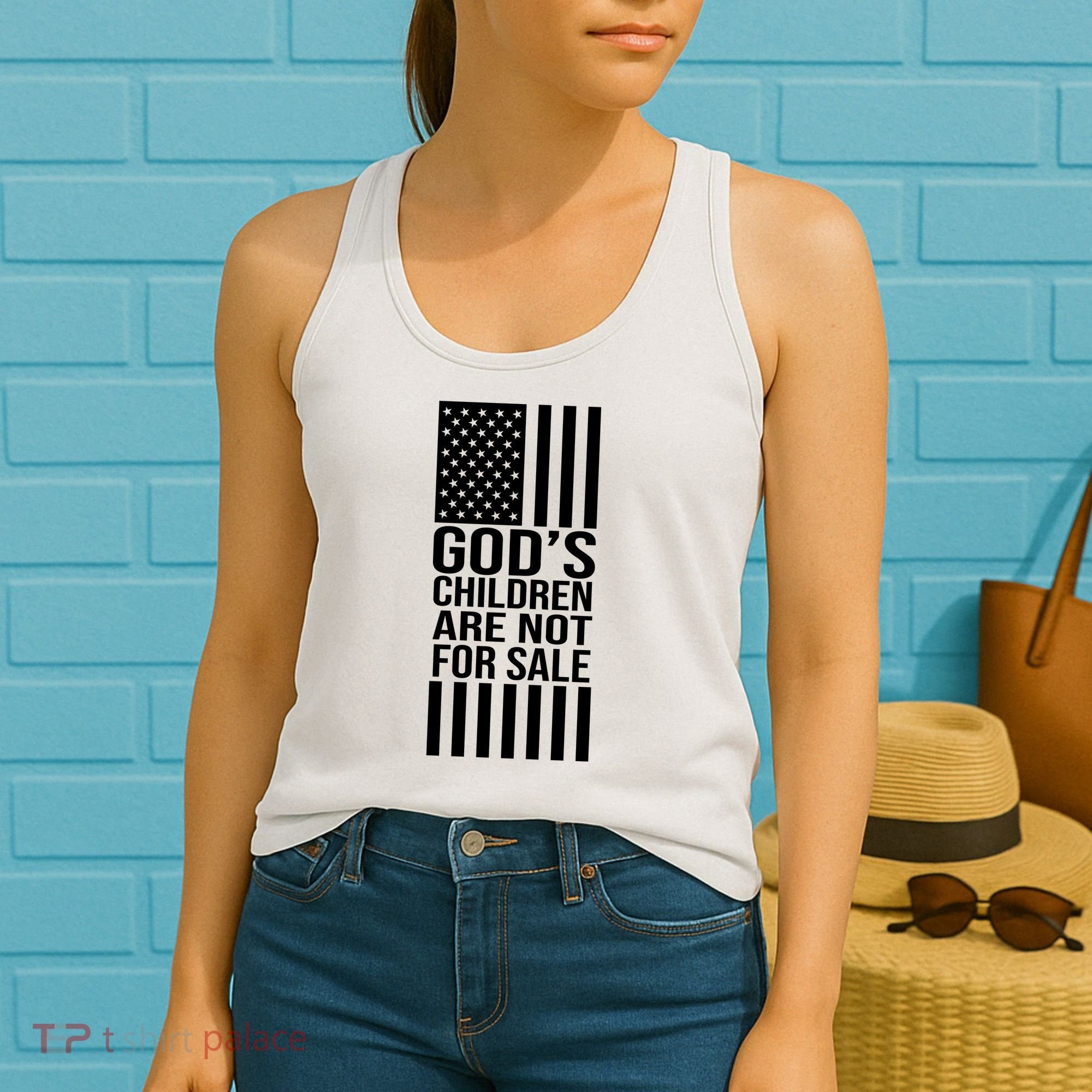 Gods Children Are Not For Sale American Flag Women's Tank Top