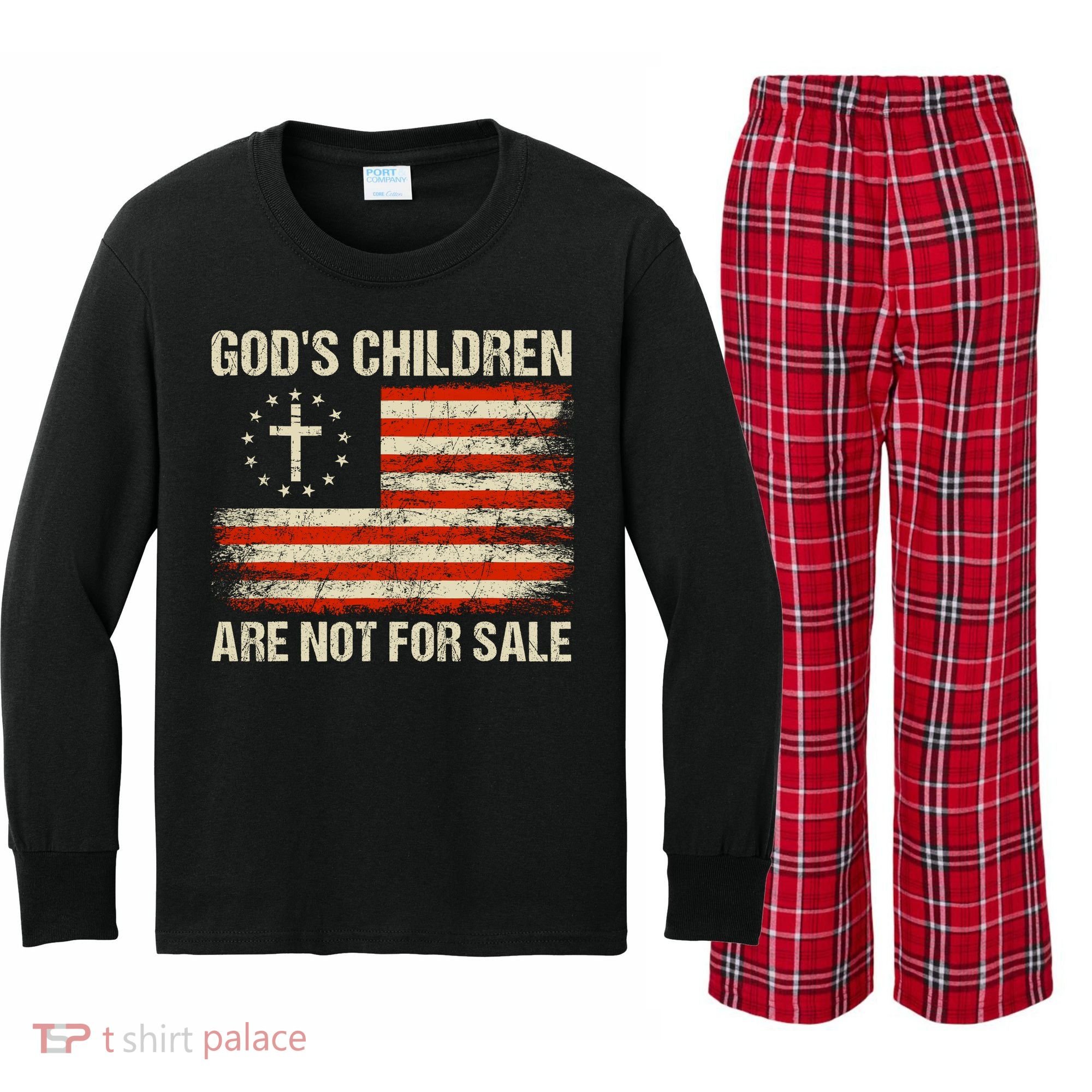 Gods Children Are Not For Sale Quote Gods Children Kids Long Sleeve Plaid Pajama Set