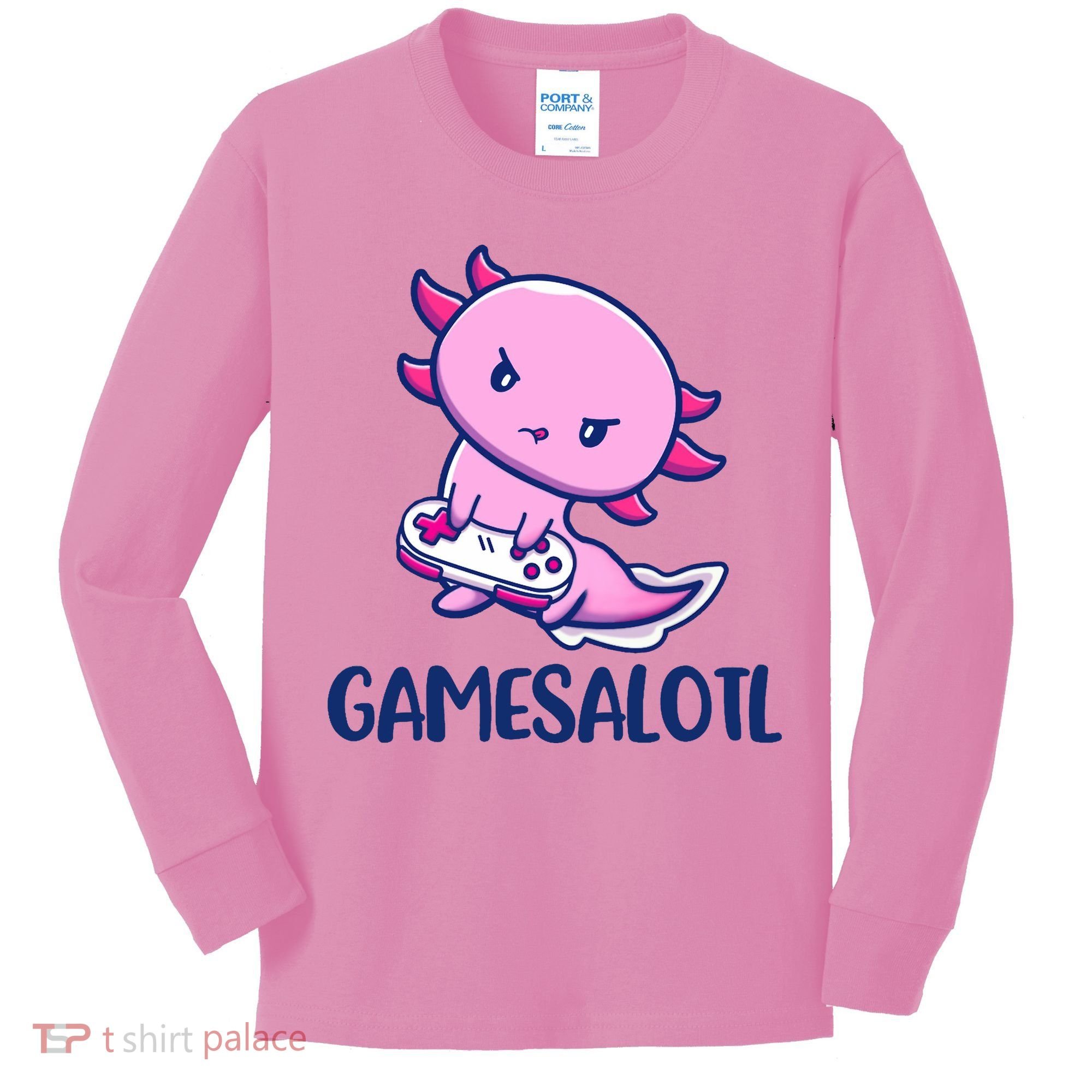 GAMESALOTL Cute Axolotl Kids Long Sleeve Shirt
