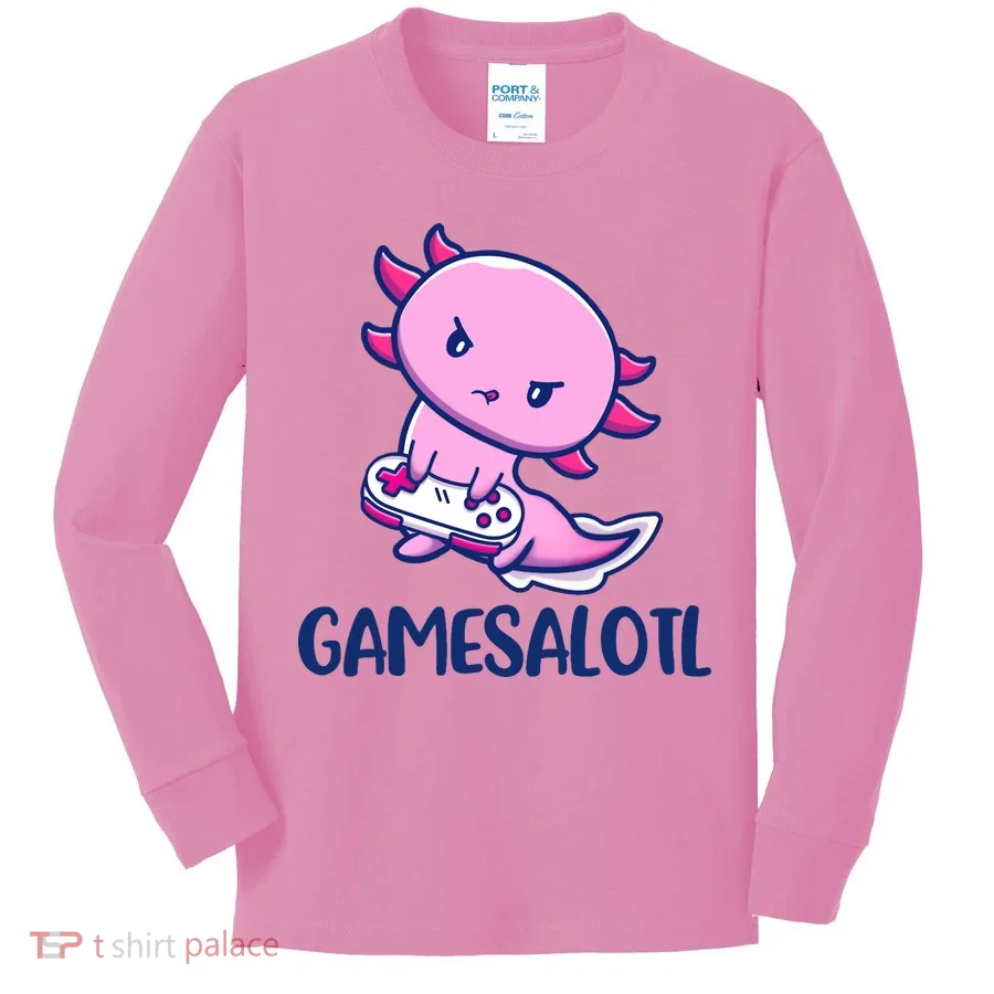 GAMESALOTL Cute Axolotl Kids Long Sleeve Shirt