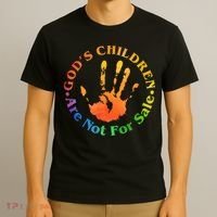 Gods Children Are Not For Sale Colorful Hand Print T-Shirt thumb 3