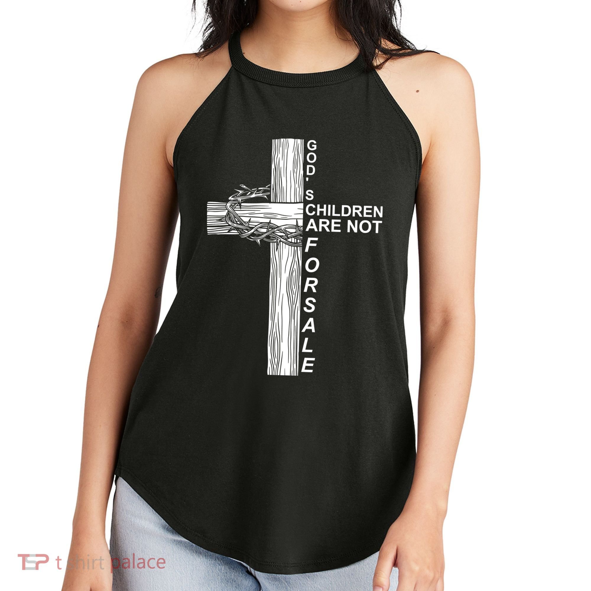 Gods Children Are Not For Sale Cross Women's Perfect Tri Rocker Tank