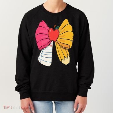 Girly Coquette Bow Pencil Teacher Student Back To School Women's Sweatshirt