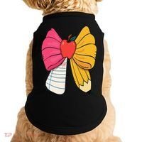 Girly Coquette Bow Pencil Teacher Student Back To School Doggie Tank thumb 0