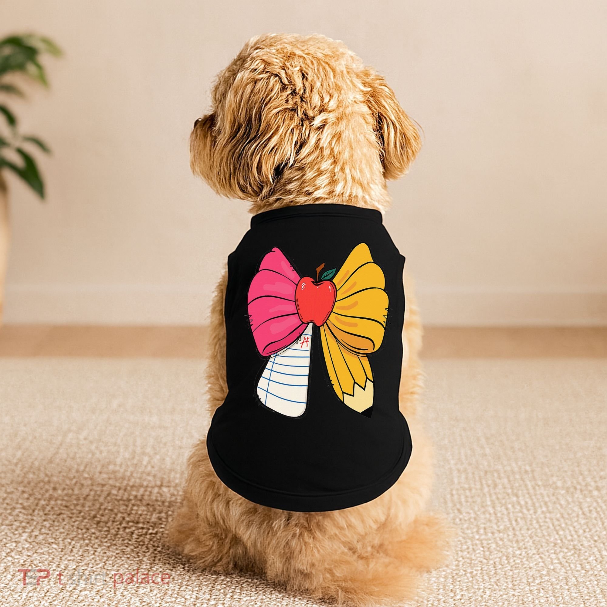 Girly Coquette Bow Pencil Teacher Student Back To School Doggie Tank