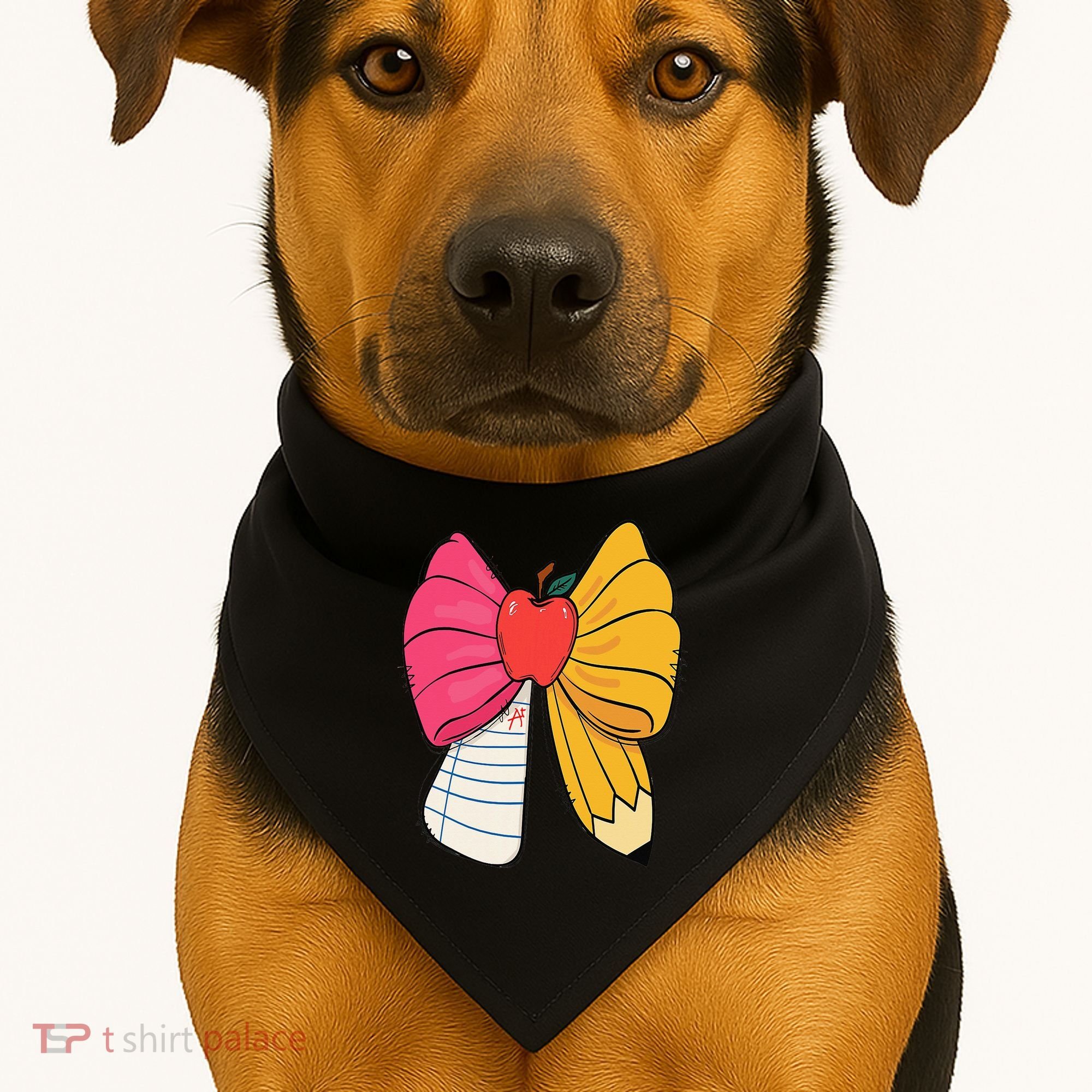 Girly Coquette Bow Pencil Teacher Student Back To School USA-Made Doggie Bandana