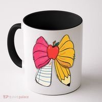 Girly Coquette Bow Pencil Teacher Student Back To School Coffee Mug thumb 0