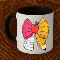 Girly Coquette Bow Pencil Teacher Student Back To School Coffee Mug thumb 2