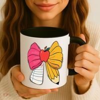 Girly Coquette Bow Pencil Teacher Student Back To School Coffee Mug thumb 3