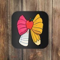 Girly Coquette Bow Pencil Teacher Student Back To School Coaster thumb 0