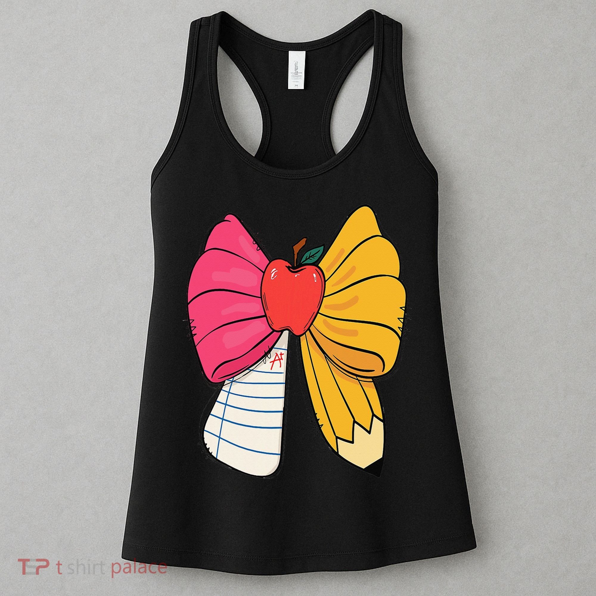 Girly Coquette Bow Pencil Teacher Student Back To School Women's Tank Top