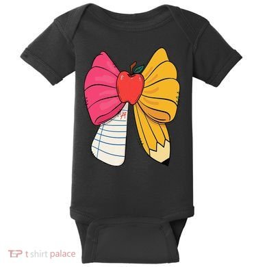 Girly Coquette Bow Pencil Teacher Student Back To School Baby Bodysuit