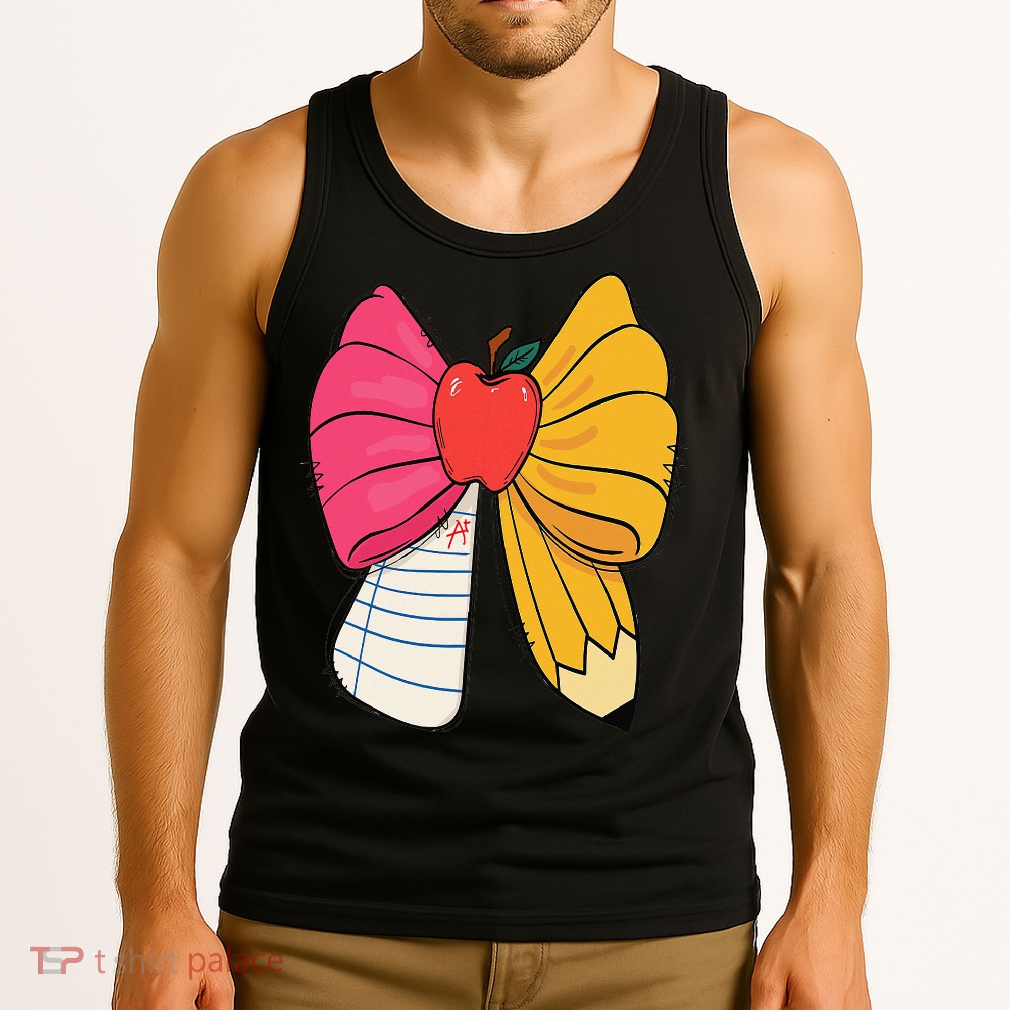 Girly Coquette Bow Pencil Teacher Student Back To School Tank Top