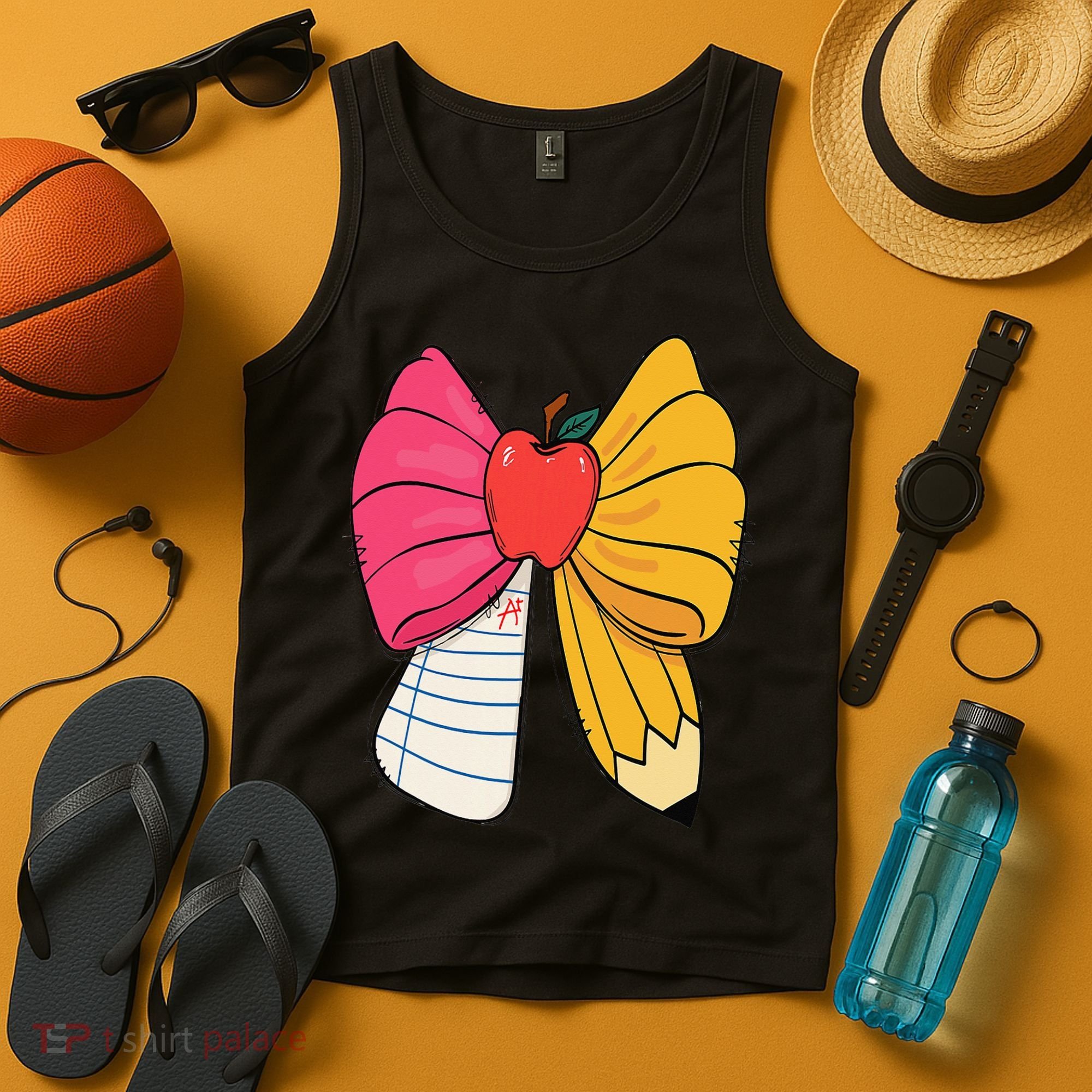 Girly Coquette Bow Pencil Teacher Student Back To School Tank Top