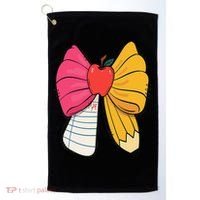 Girly Coquette Bow Pencil Teacher Student Back To School Golf Towel thumb 0