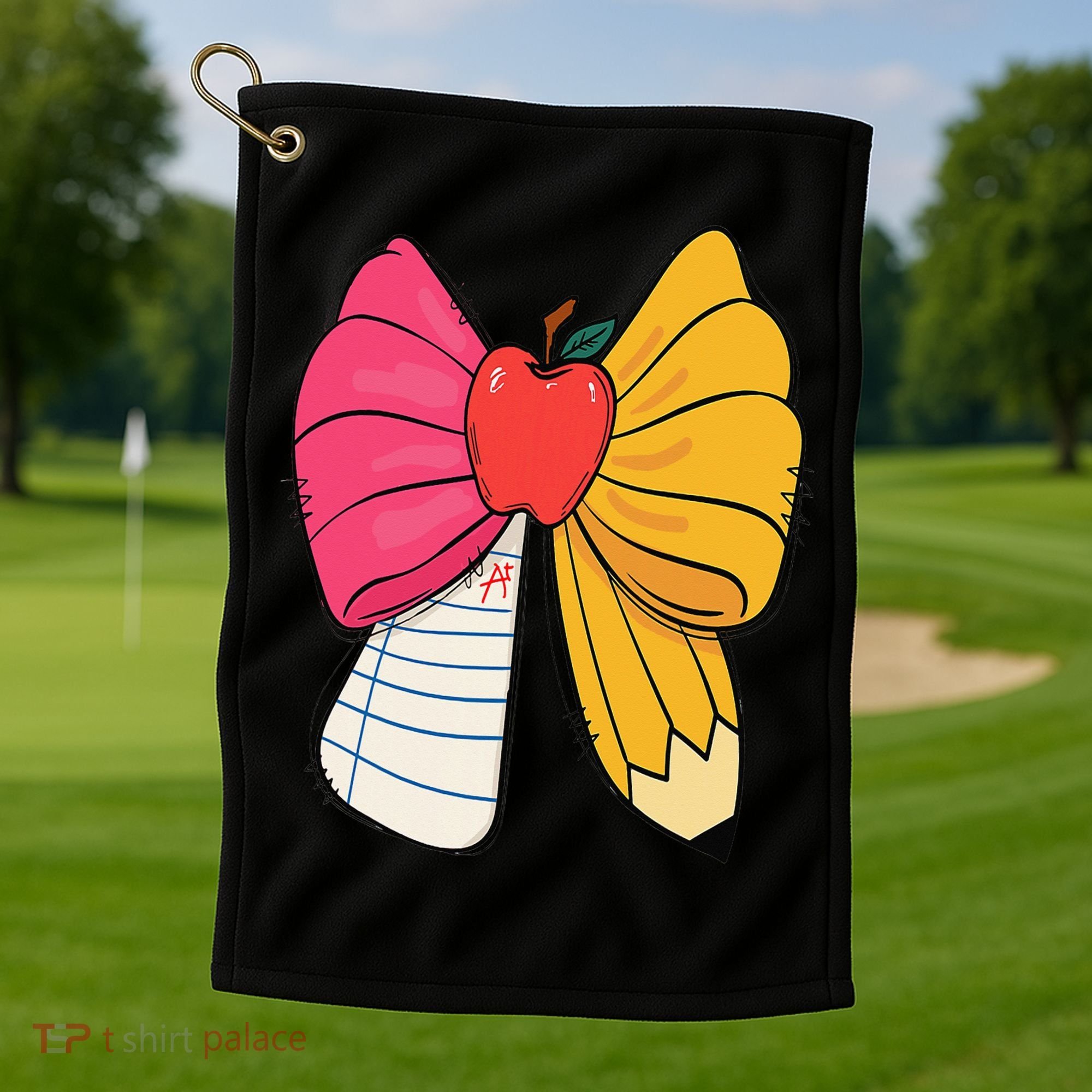 Girly Coquette Bow Pencil Teacher Student Back To School Golf Towel