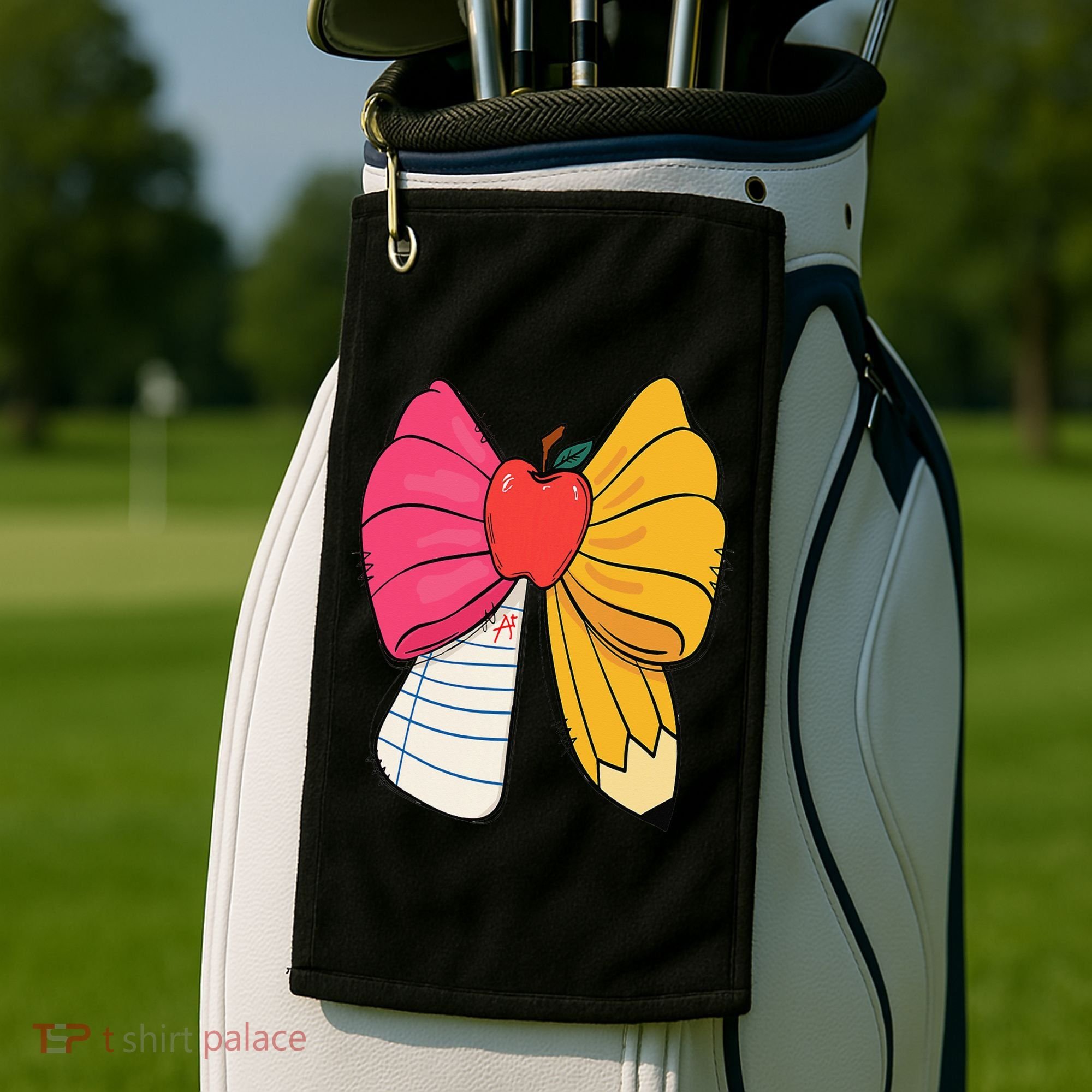 Girly Coquette Bow Pencil Teacher Student Back To School Golf Towel