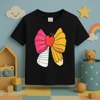 Girly Coquette Bow Pencil Teacher Student Back To School Toddler T-Shirt thumb 3