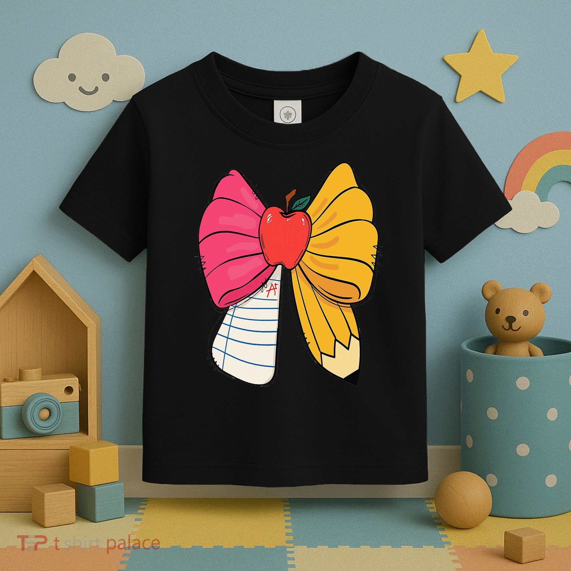 Girly Coquette Bow Pencil Teacher Student Back To School Toddler T-Shirt